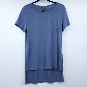 Bobeau High Low Short Sleeve Blue Top S